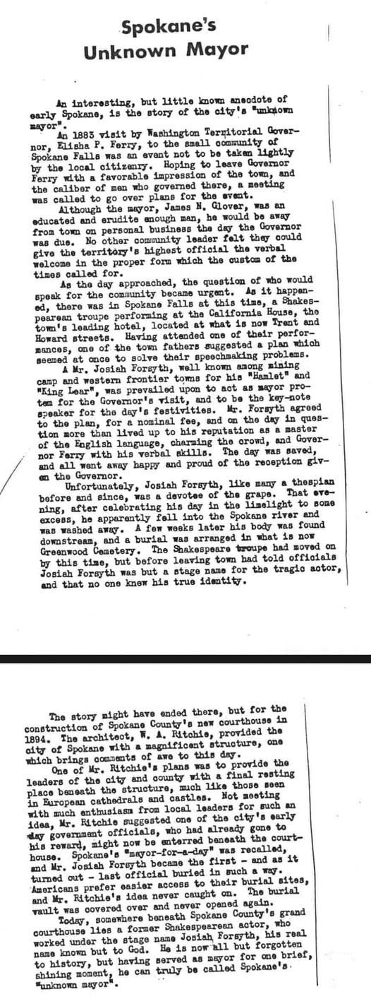 "Spokane's Unknown Mayor"