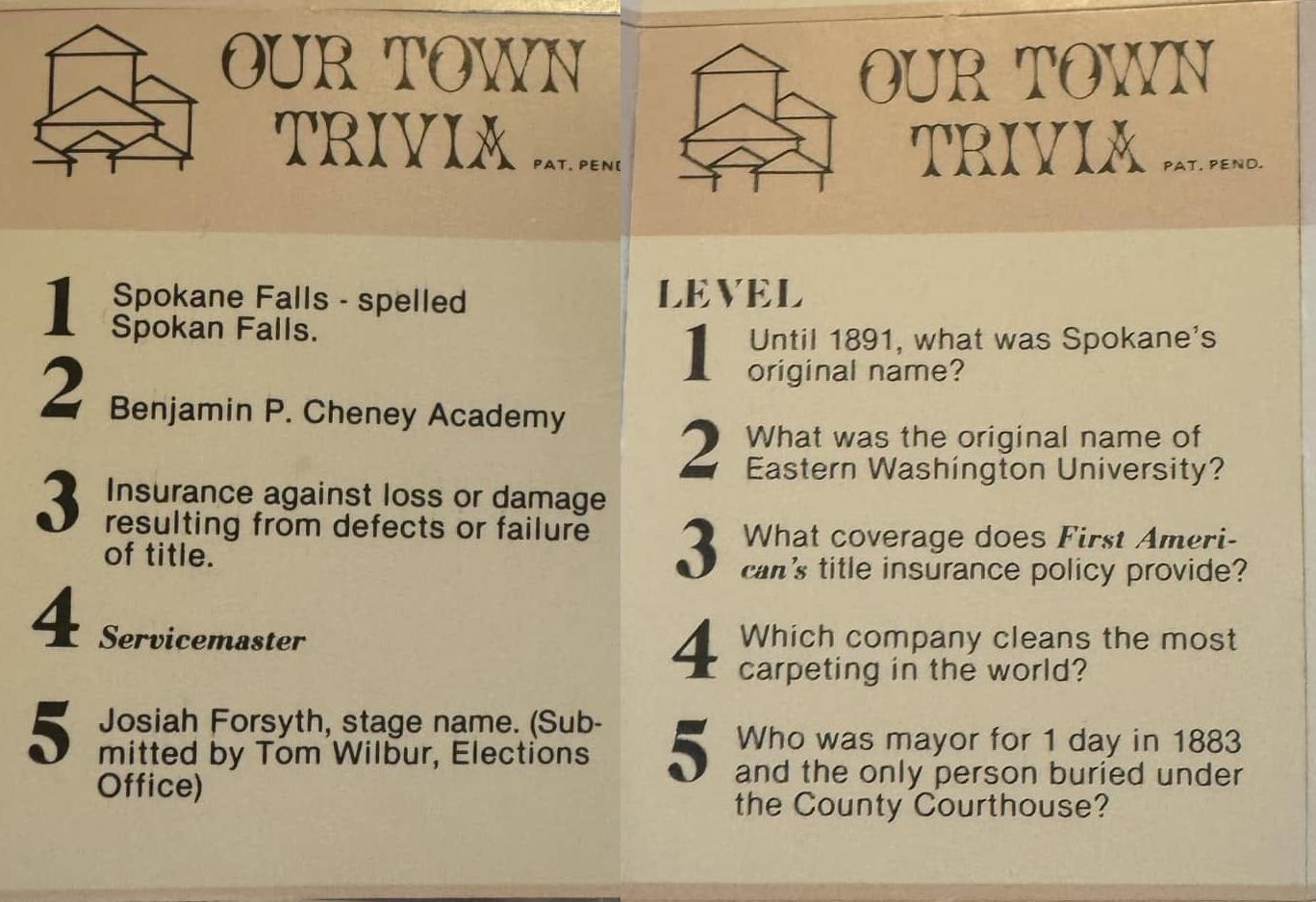 The "Our Town" trivia card where the hoax was repeated.